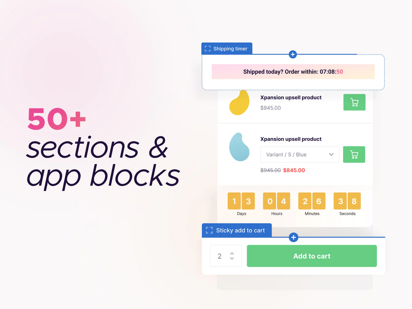 50 sections & app bloks